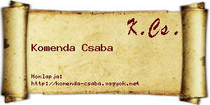 Komenda Csaba névjegykártya
